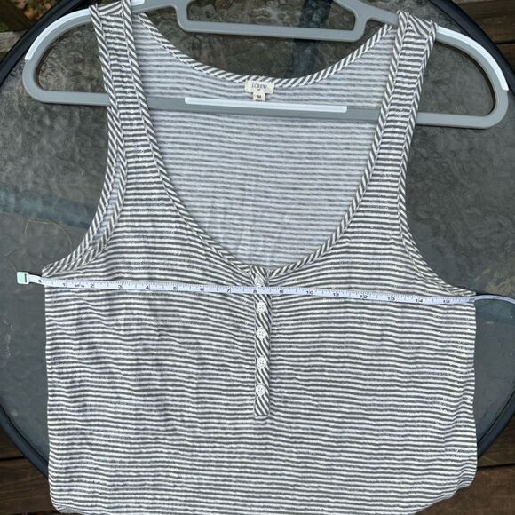 J. Crew Olive Green & White Striped Sleeveless Tank Top with Sequins and Buttons - Picture 7 of 9
